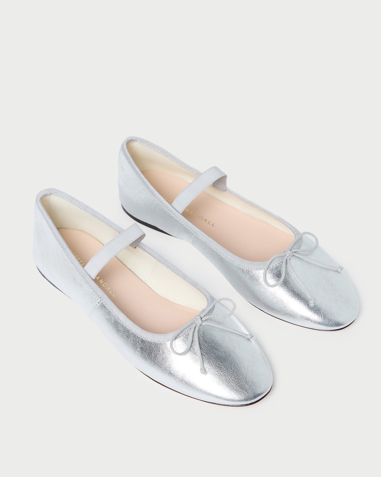 Leonie Silver Leather Ballet Flat in metallic silver leather.