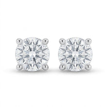 Womens | 0.75 CT Round Cut Lab Grown Diamond | Solitaire Stud | Sterling Silver | E-VS