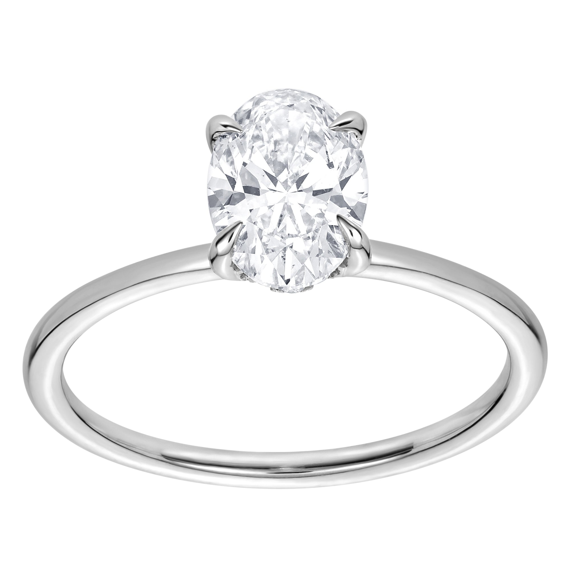 Womens | 1.00 CT Round Cut Lab Grown Diamond | Solitaire Engagement Ring | 14K White Gold | G-VS
