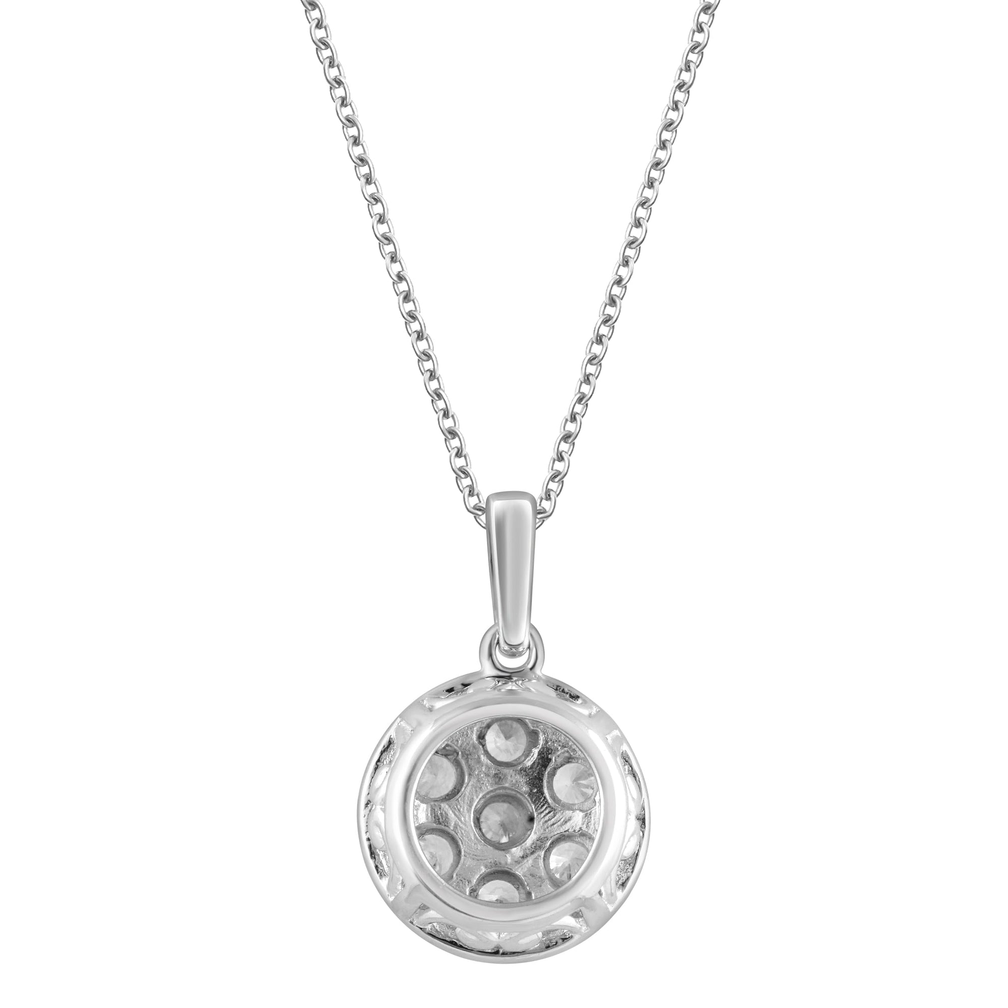 Womens | 0.25 CT Round Cut Lab Grown Diamond | Cluster Pendant Necklace | Sterling Silver | I-J-I1