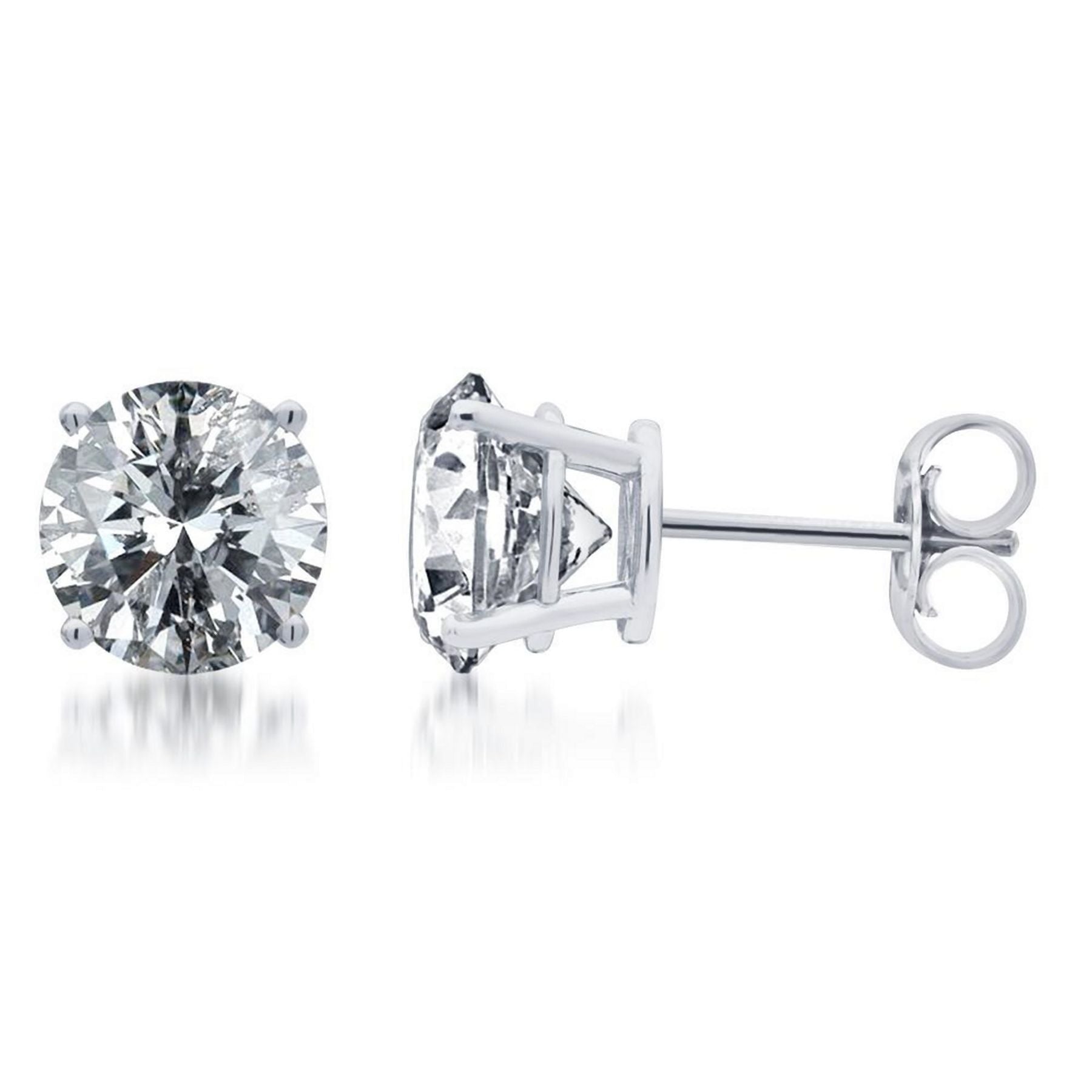 4.00 CT Round Lab-Grown Diamond | Stud Earrings | 14K White Gold | F Color | VS Clarity