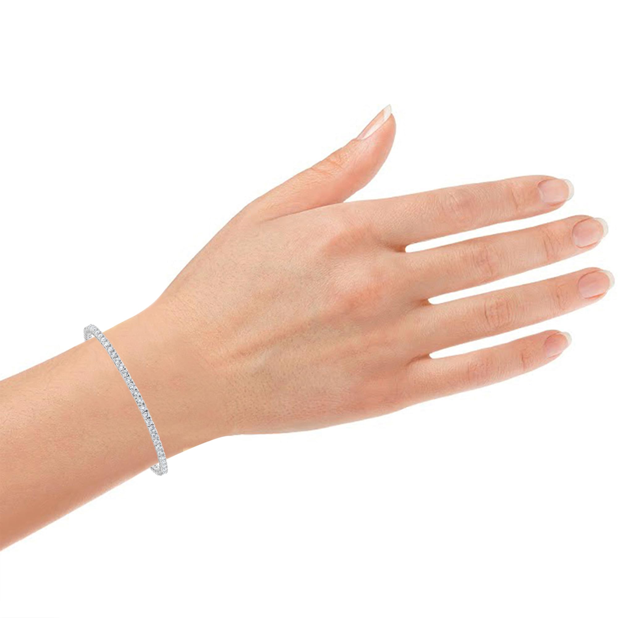 Womens | 3.00 CT Round Cut Lab Grown Accent Diamond | Tennis Bracelet | Sterling Silver | G-SI