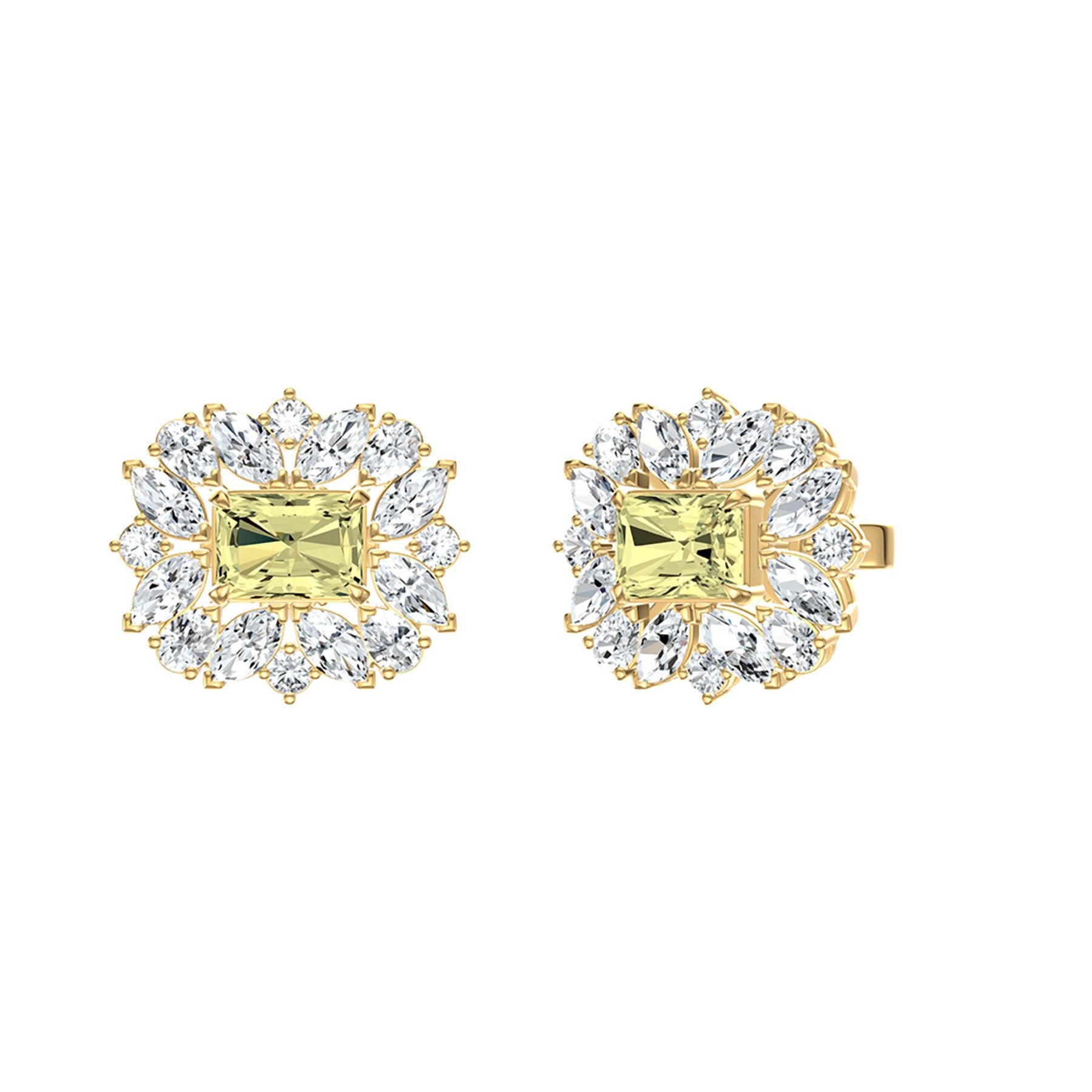 4.23 CT Yellow Radiant/Round/Pear/Marquise Lab-Grown Diamond | Studs Earrings | 14K Yellow Gold | G Color | VS Clarity
