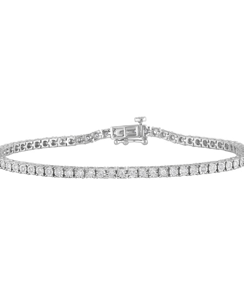 Womens | 1.75 CT Round Cut Lab Grown Accent Diamond | Tennis Bracelet | Sterling Silver | I-I1