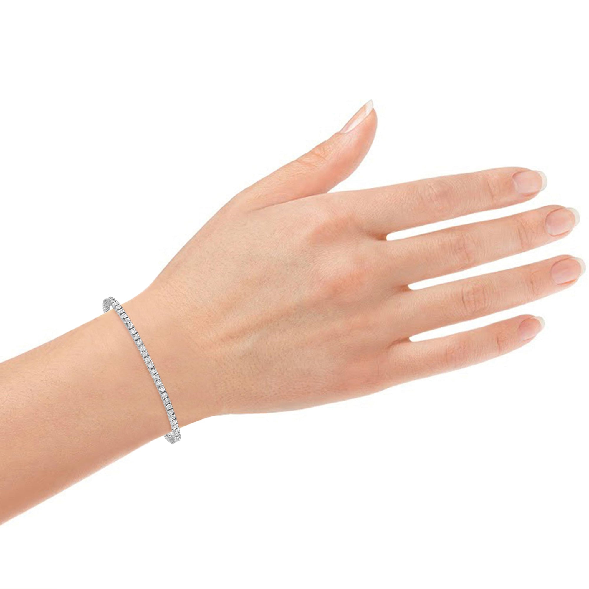Womens | 0.75 CT Round Cut Lab Grown Accent Diamond | Large Tennis Bracelet | Sterling Silver | I-I1