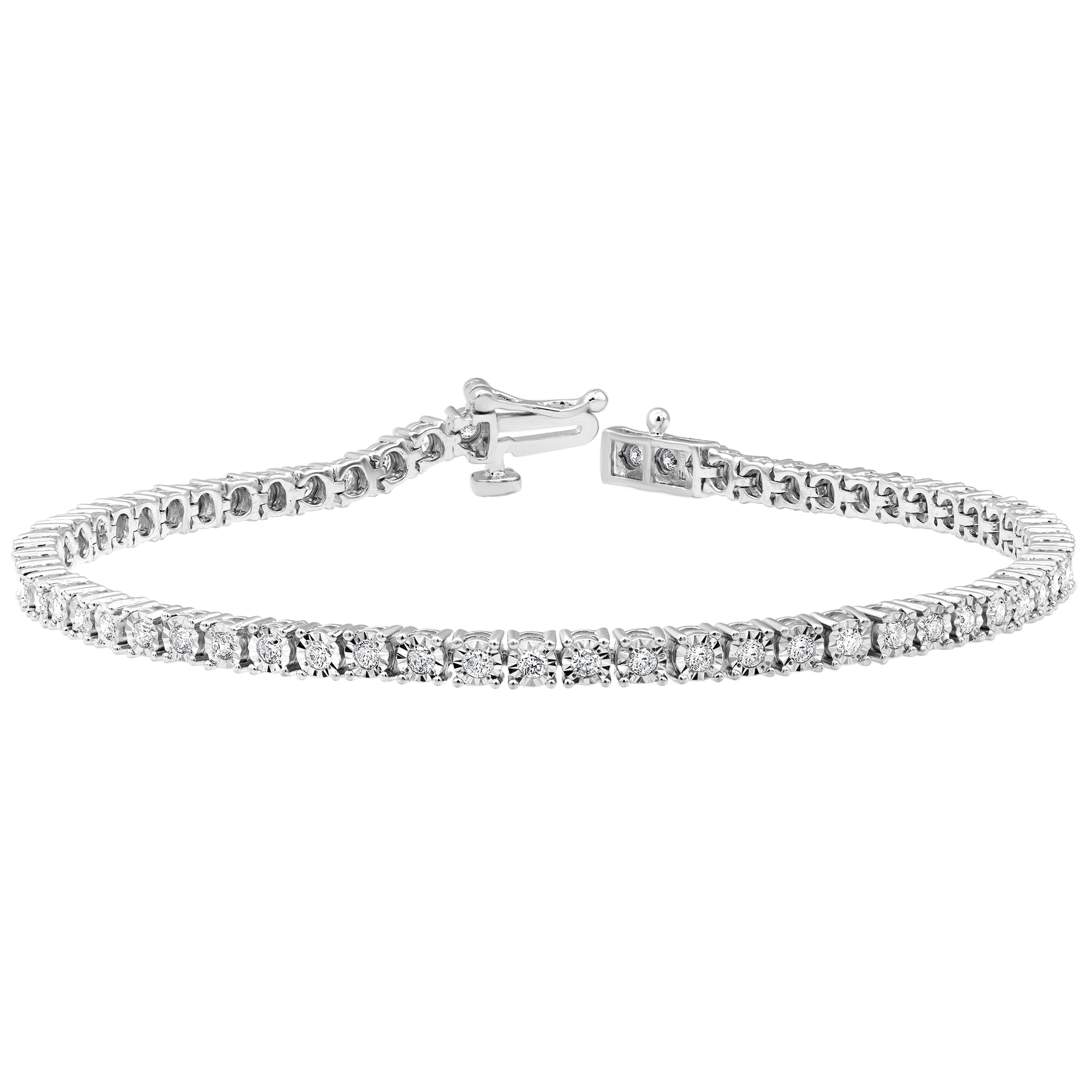 Womens | 1.00 CT Round Cut Lab Grown Accent Diamond | Tennis Bracelet | Sterling Silver | I-I1