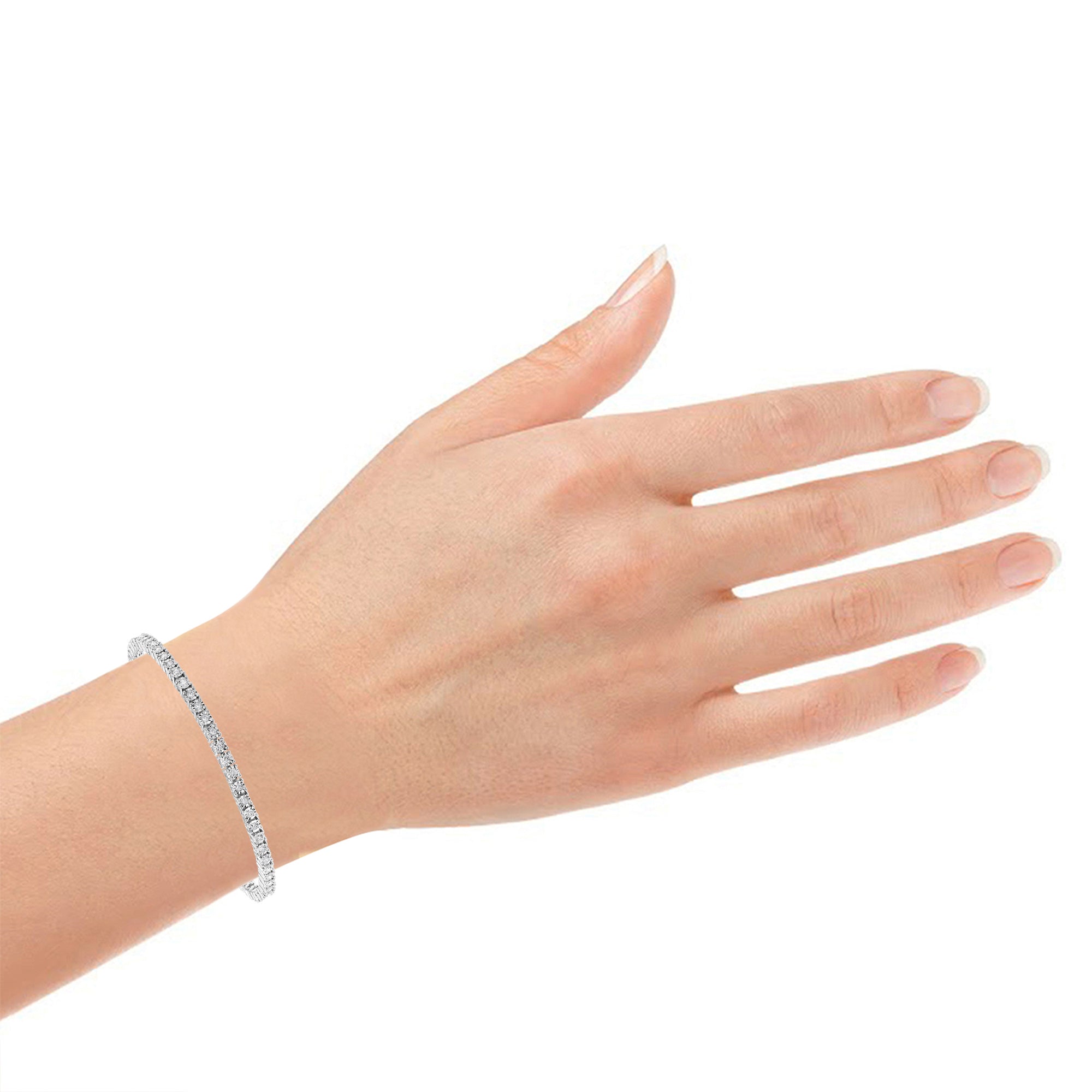 Womens | 1.00 CT Round Cut Lab Grown Accent Diamond | Tennis Bracelet | Sterling Silver | I-I1