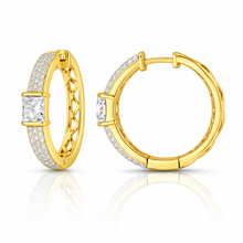 0.90 CT Princess/Round Lab-Grown Diamond | Hoop Earrings - I | 14K Yellow Gold | F Color | VS Clarity