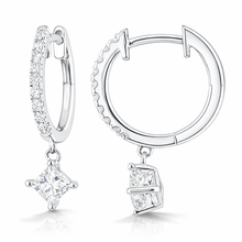 0.40 CT Princess/Round Lab-Grown Diamond | Hoop Earrings | 14K White Gold | F Color | VS Clarity