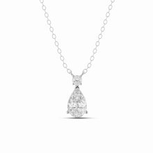 Womens | 0.50 CT  Round &Pear Cut Lab Grown Diamond | Solitaire Necklace  | 14K White Gold | G-VS1