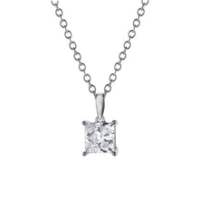Womens | 0.75 CT  Princess Cut Lab Grown Diamond | Solitaire Pendant Necklace | 14K White Gold | G-VS1