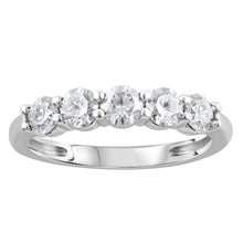 Womens | 1.00 CT Round Cut Lab Grown Diamond | 5 Stone Wedding Band | 14K White Gold | I-I1