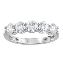 Womens | 1.50 CT Round Cut Lab Grown Diamond | 5 Stone Wedding Band | 14K White Gold | I-I1
