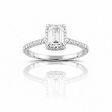 1.40 CT Emerald/Round Lab-Grown Diamond | Engagement Ring | 14K White Gold | G Color | VS Clarity