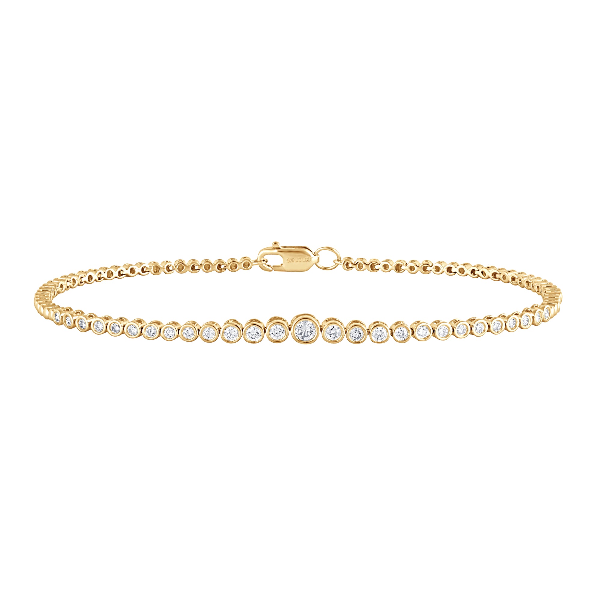 Womens | 0.50 CT Round Cut Lab Grown Diamond | Graduating Bracelet | Yellow Gold Flashed Silver | H-I-SI3/I1