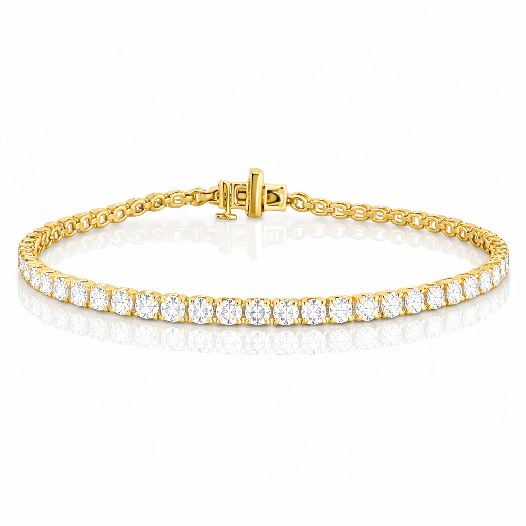 4.95 CT Round Lab-Grown Diamond | Tennis Bracelet | 14K Yellow Gold | F Color | VS Clarity