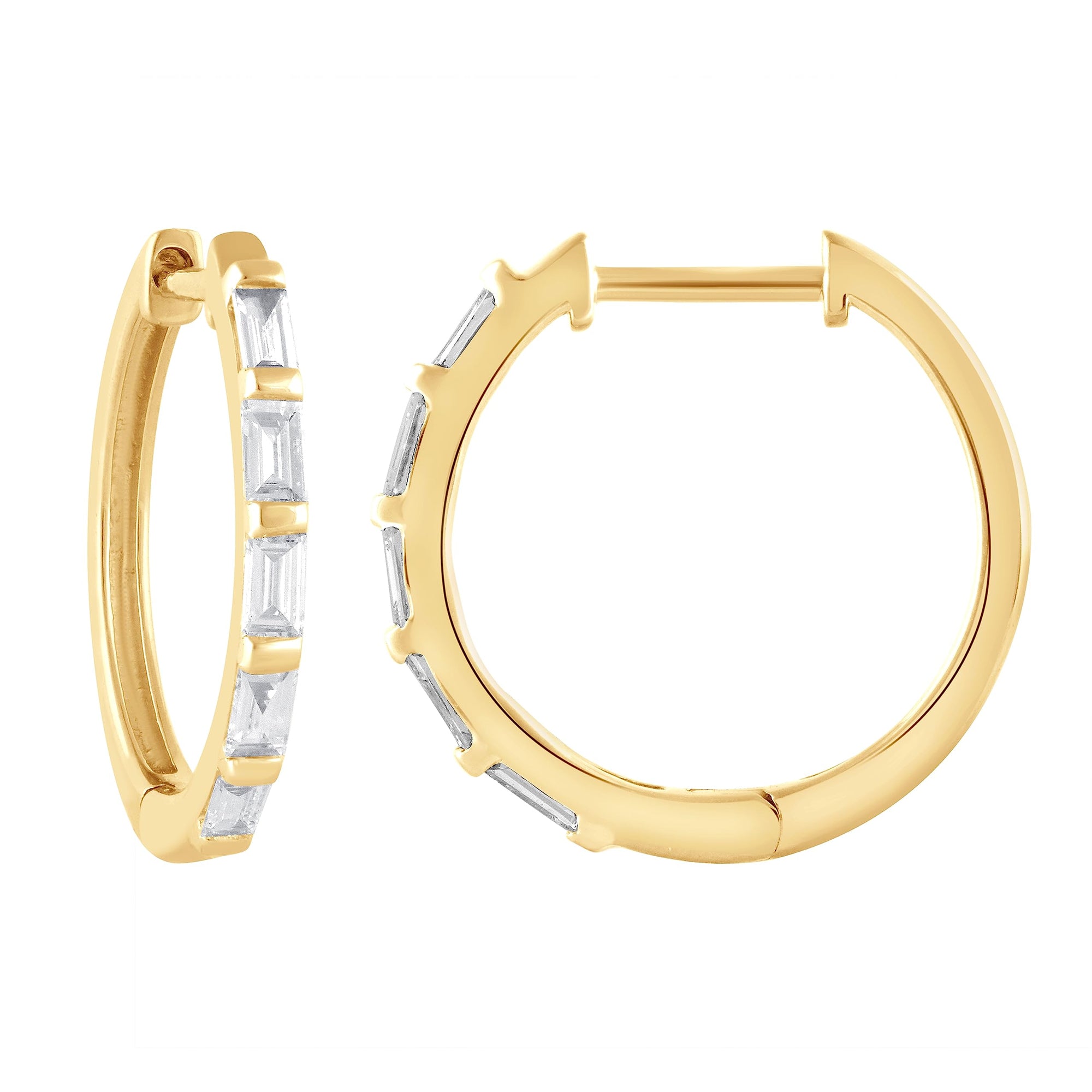 Womens | 0.25 CT Baguette Cut Lab Grown Diamond | Hoop Earrings | Sterling Silver | J-SI-I1