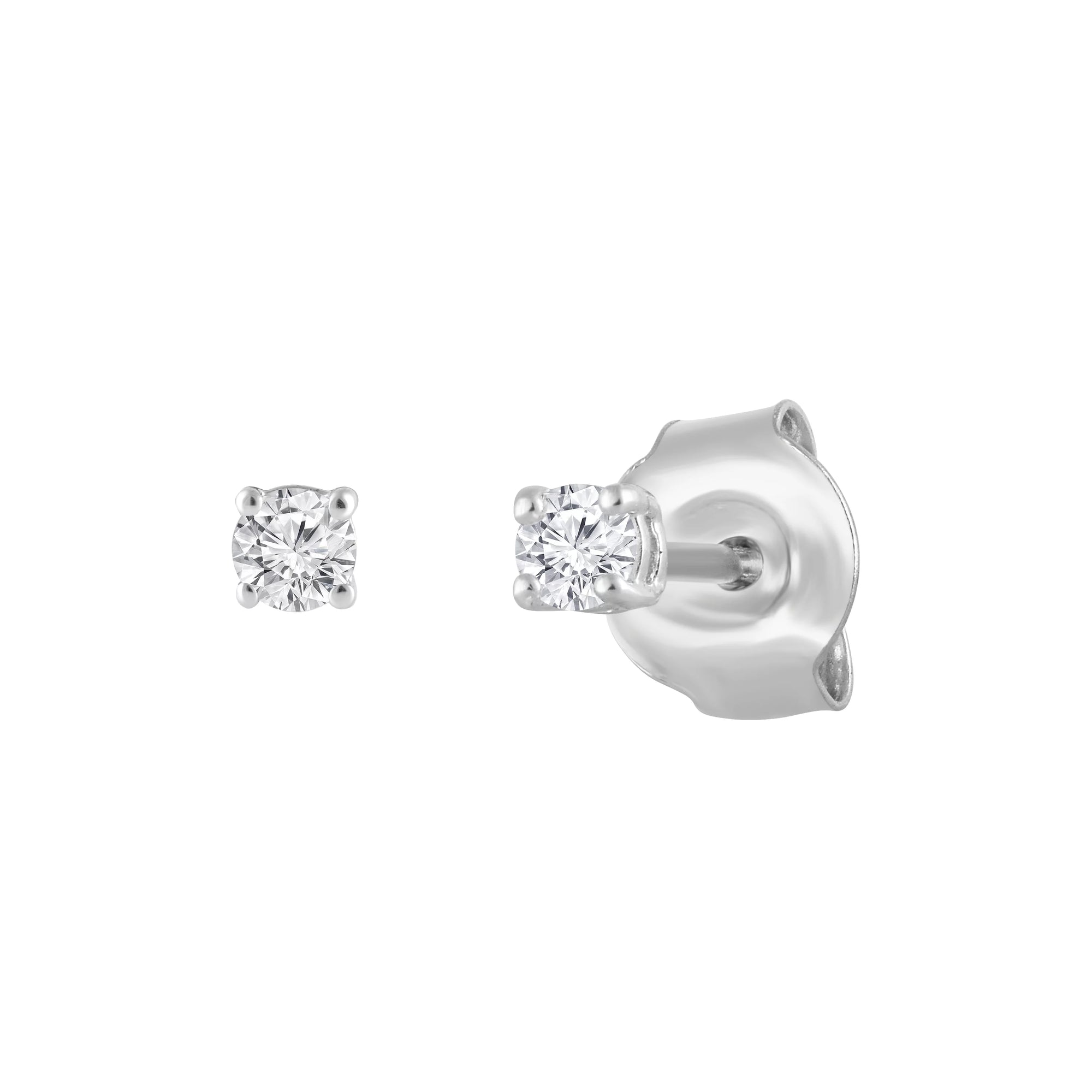 Womens | 0.10 CT Round Cut Lab Grown Diamond | Solitaire Stud | 10K White Gold | H-I-SI3/I1