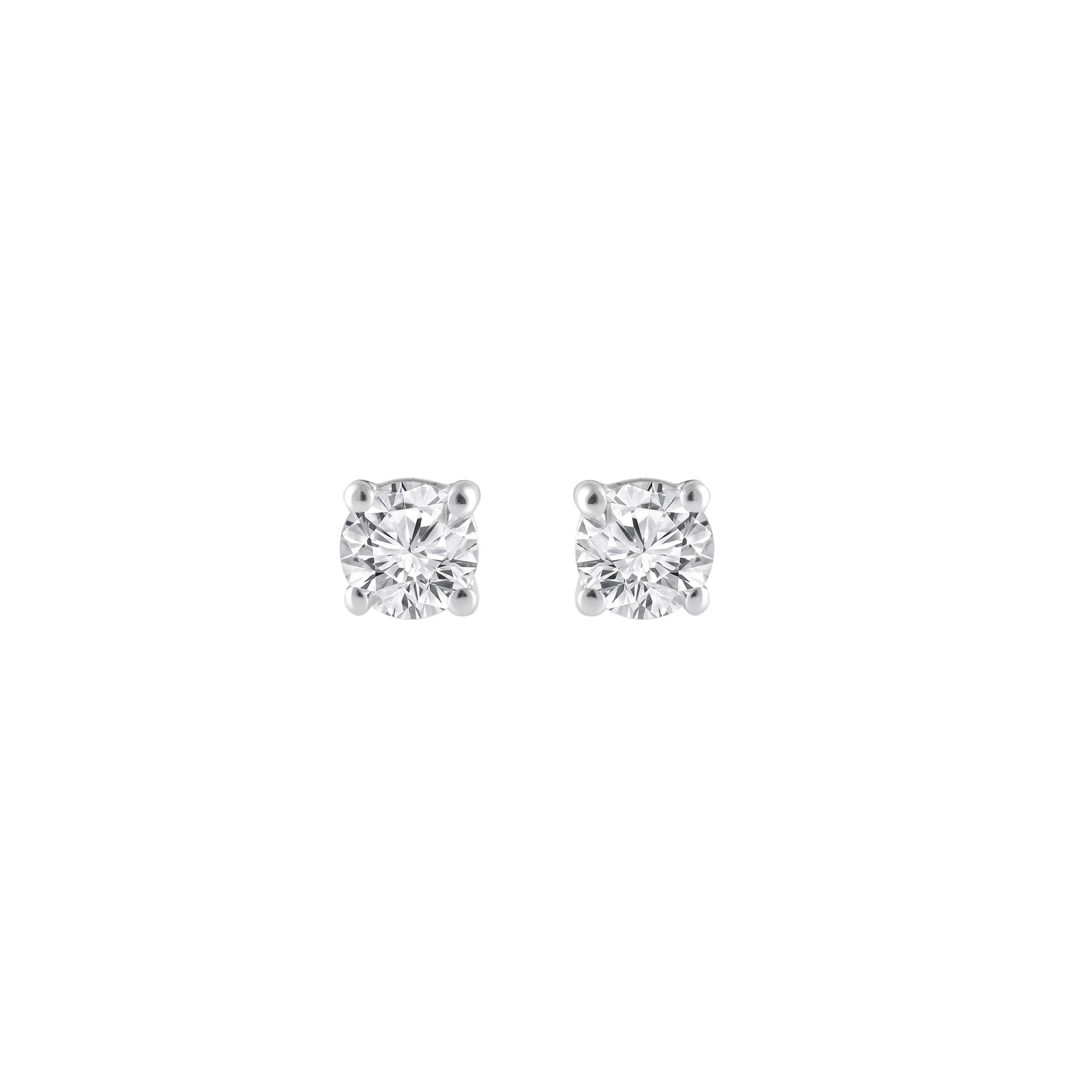 Womens | 0.10 CT Round Cut Lab Grown Diamond | Solitaire Stud | 10K White Gold | H-I-SI3/I1