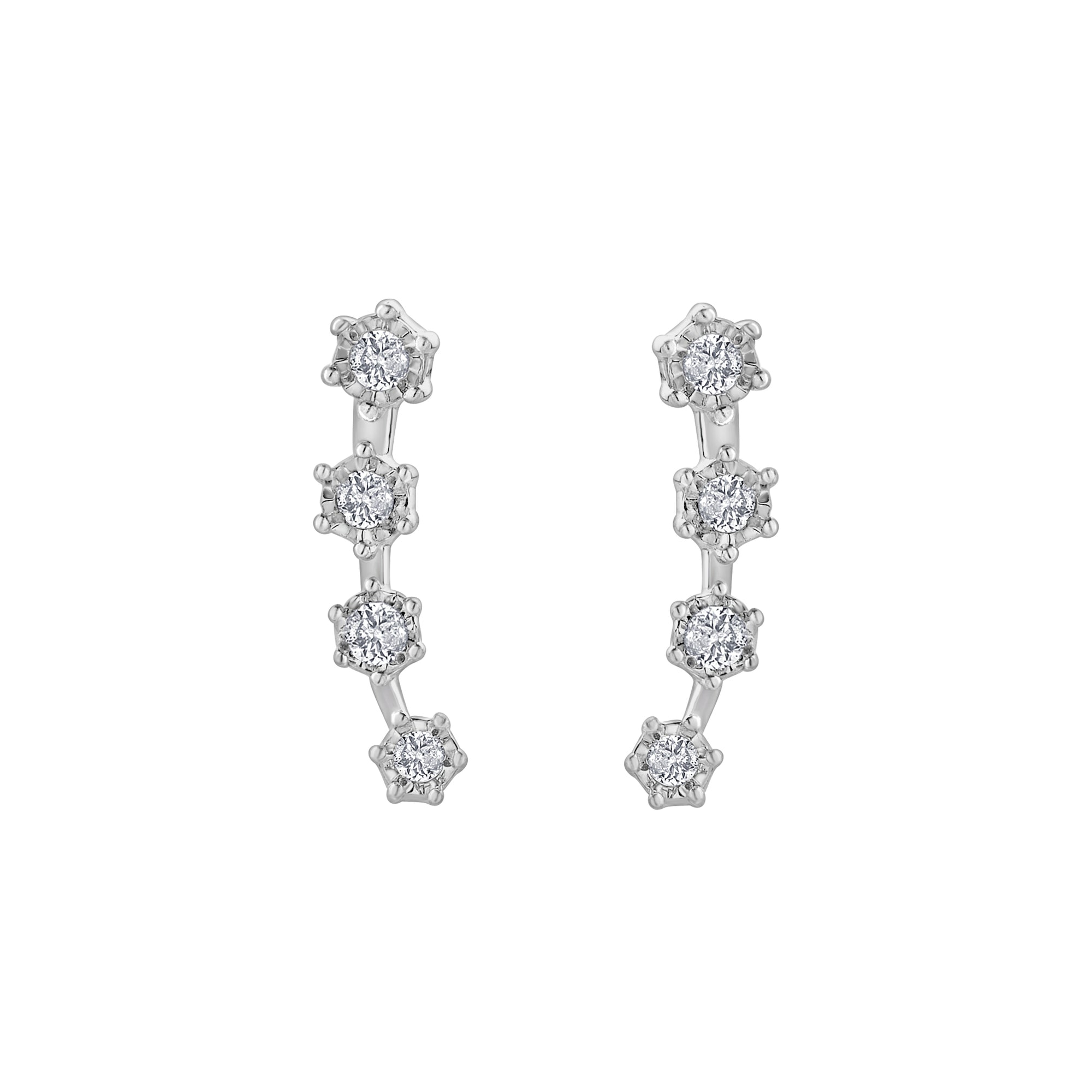 Womens | 0.09 CT Round Cut Lab Grown Accent Diamond | Stud | Sterling Silver | I-I1