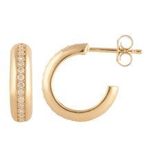 Womens | 0.33 CT Round Cut Lab Grown Diamond | Half Hoop Stud | Yellow Gold Flashed Silver | H-I-SI3/I1