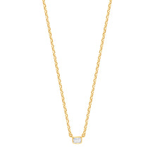 Womens | 0.10 CT Emerald Cut Lab Grown Diamond | Necklace | Yellow Gold Plated Silver | J-SI-I1