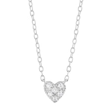 Womens | 0.04 CT Round Cut Lab Grown Diamond | Heart Shaped Pendant Necklace | Sterling Silver | G-SI2/I1