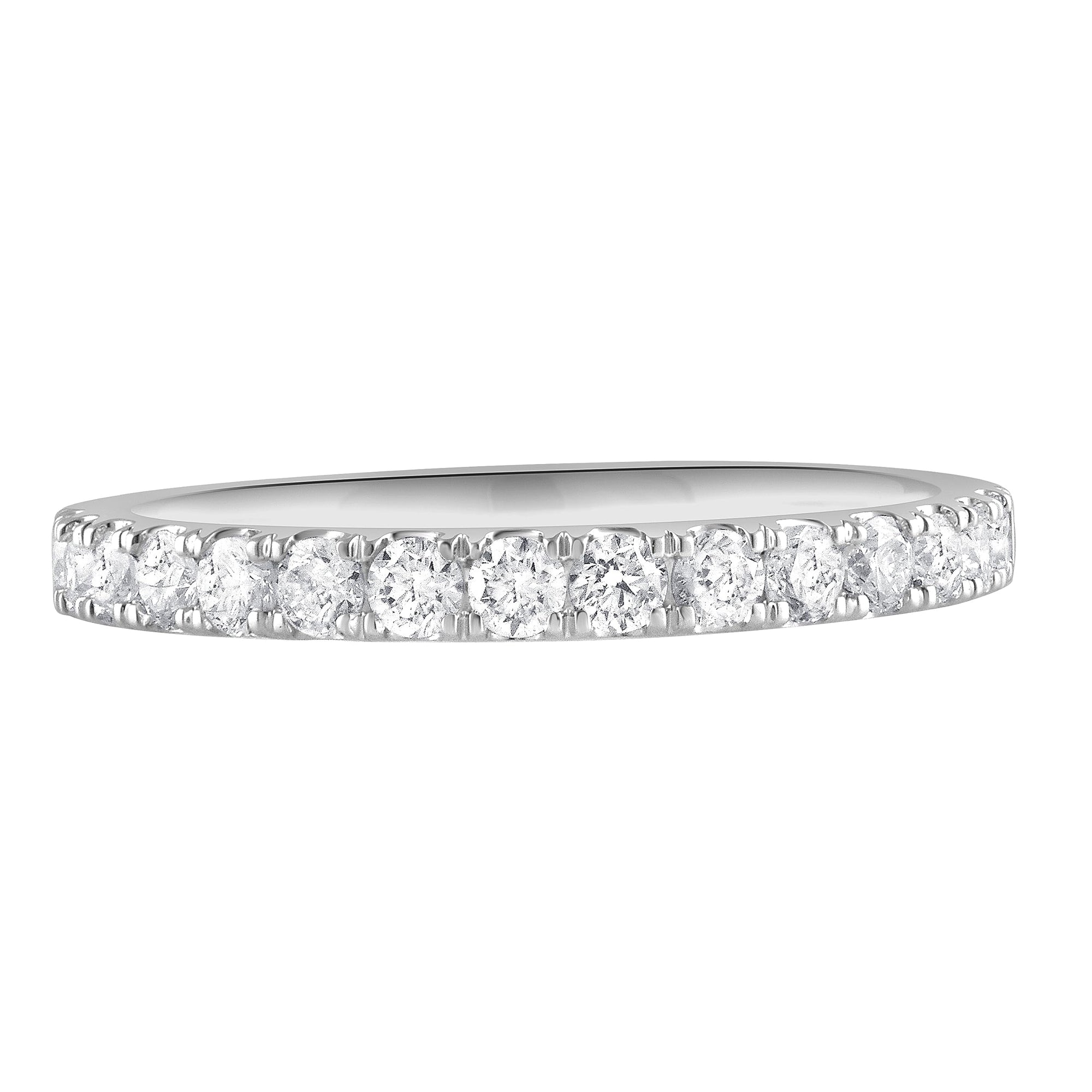 Womens | 0.50 CT Round Cut Lab Grown Diamond | Wedding Band | 10K White Gold | J-SI-I1