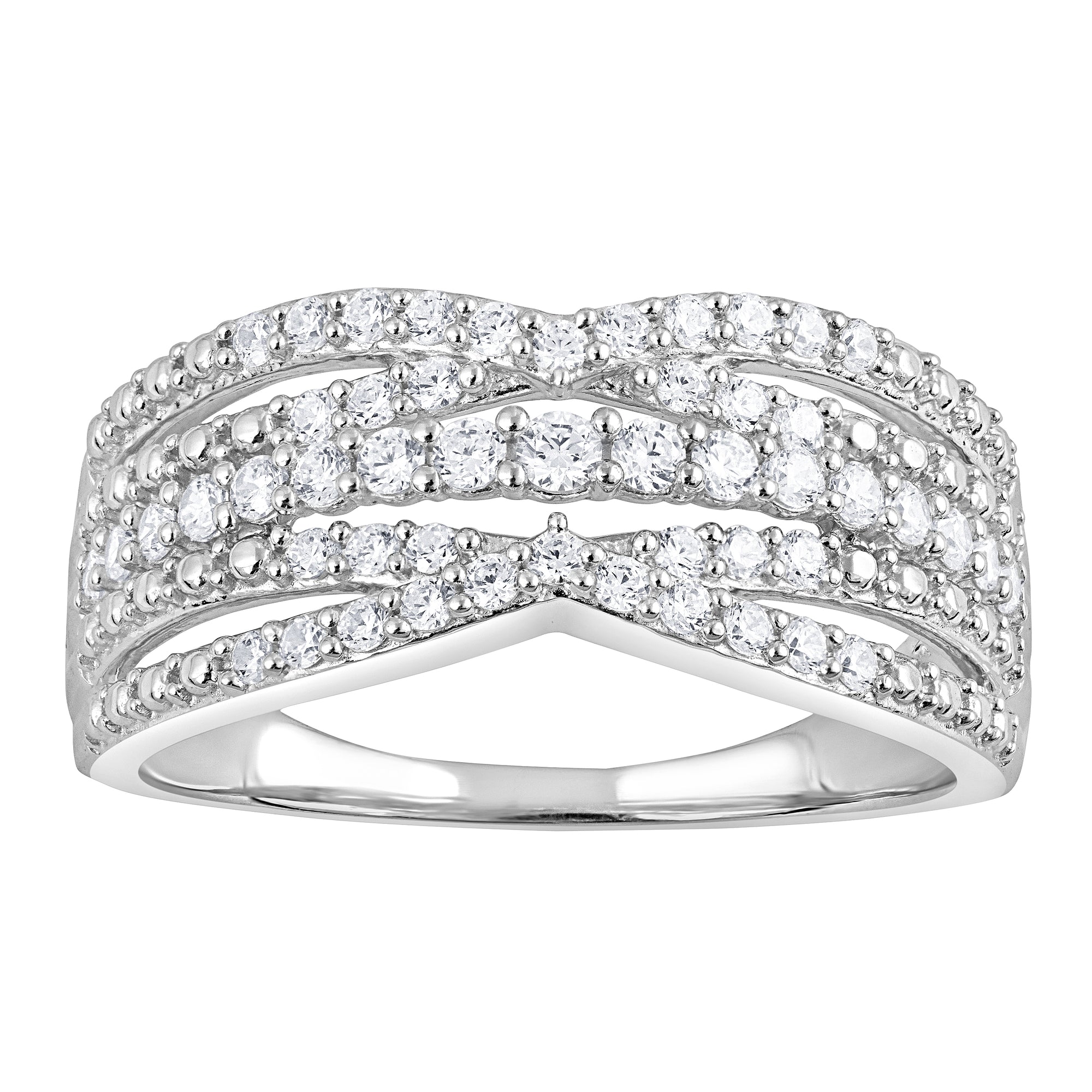 Womens | 0.33 CT Round Cut Lab Grown Accent Diamond | Fashion Ring | Sterling Silver | H-I-SI3/I1