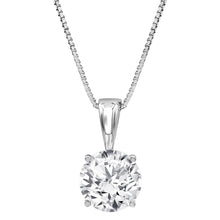 Womens | 1.25 CT Round Cut Lab Grown Accent Diamond | Solitaire Pendant Necklace | 14K White Gold | I-I1