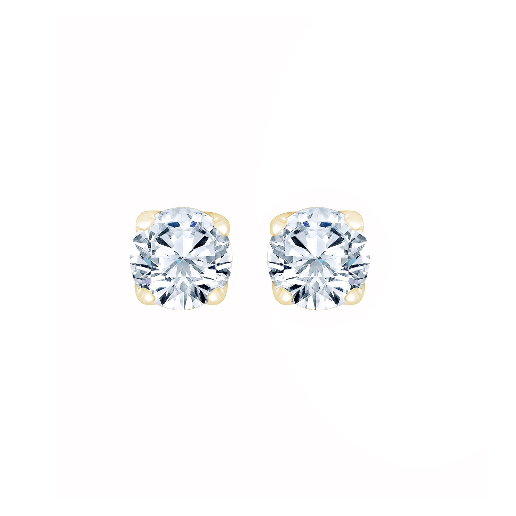 Womens | 1.00 CT Round Cut Lab Grown Diamond | Solitaire Stud | 14K Yellow Gold | G-SI