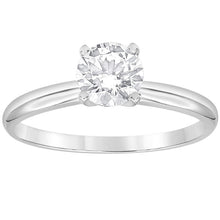 Womens | 0.75 CT Round Cut Lab Grown Diamond | Solitaire Engagement Ring | 14K White Gold | I-I1