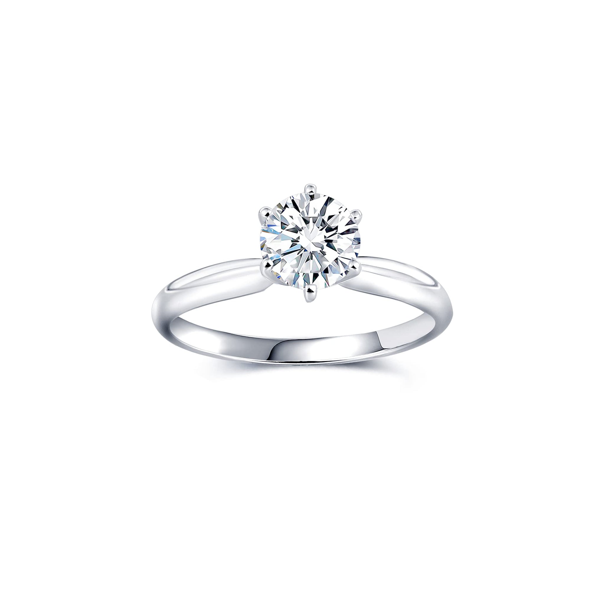 Womens | 1.00 CT Round Cut Lab Grown Diamond | Solitaire Engagement Ring | 14K White Gold | I-I1