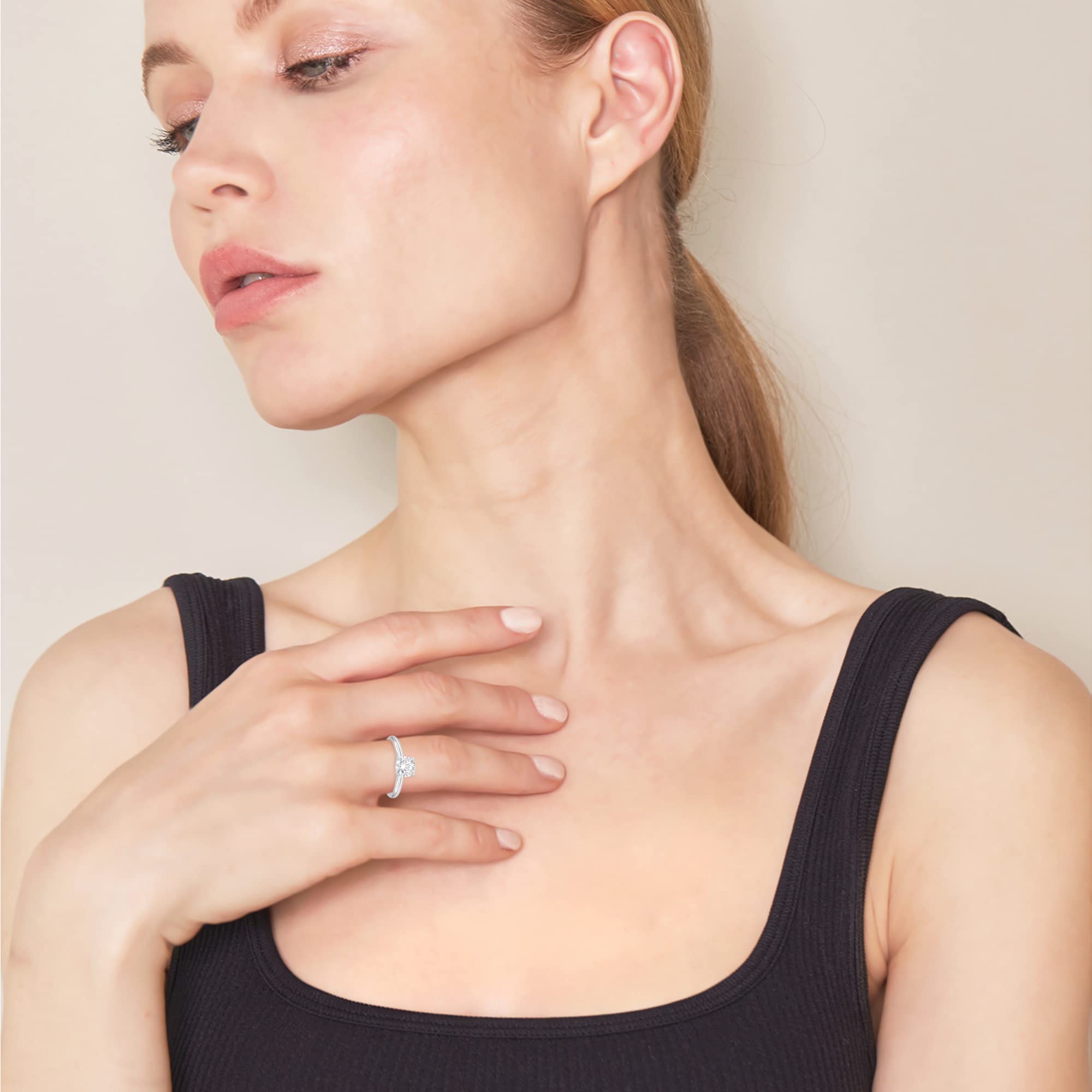 Womens | 1.25 CT Round Cut Lab Grown Diamond | Solitaire Engagement Ring | 14K White Gold | I-I1