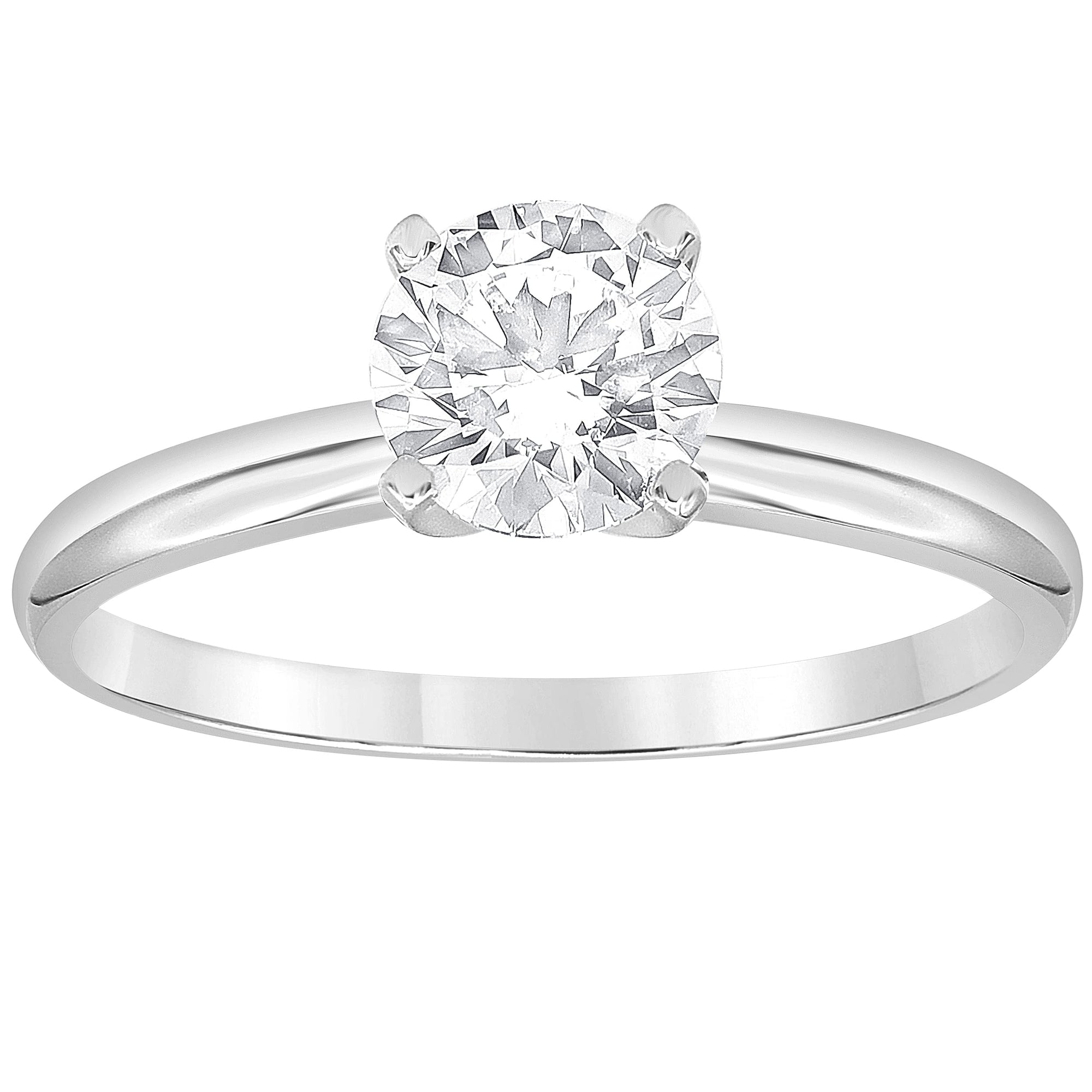Womens | 1.75 CT Round Cut Lab Grown Diamond | Solitaire Engagement Ring | 14K White Gold | I-I1