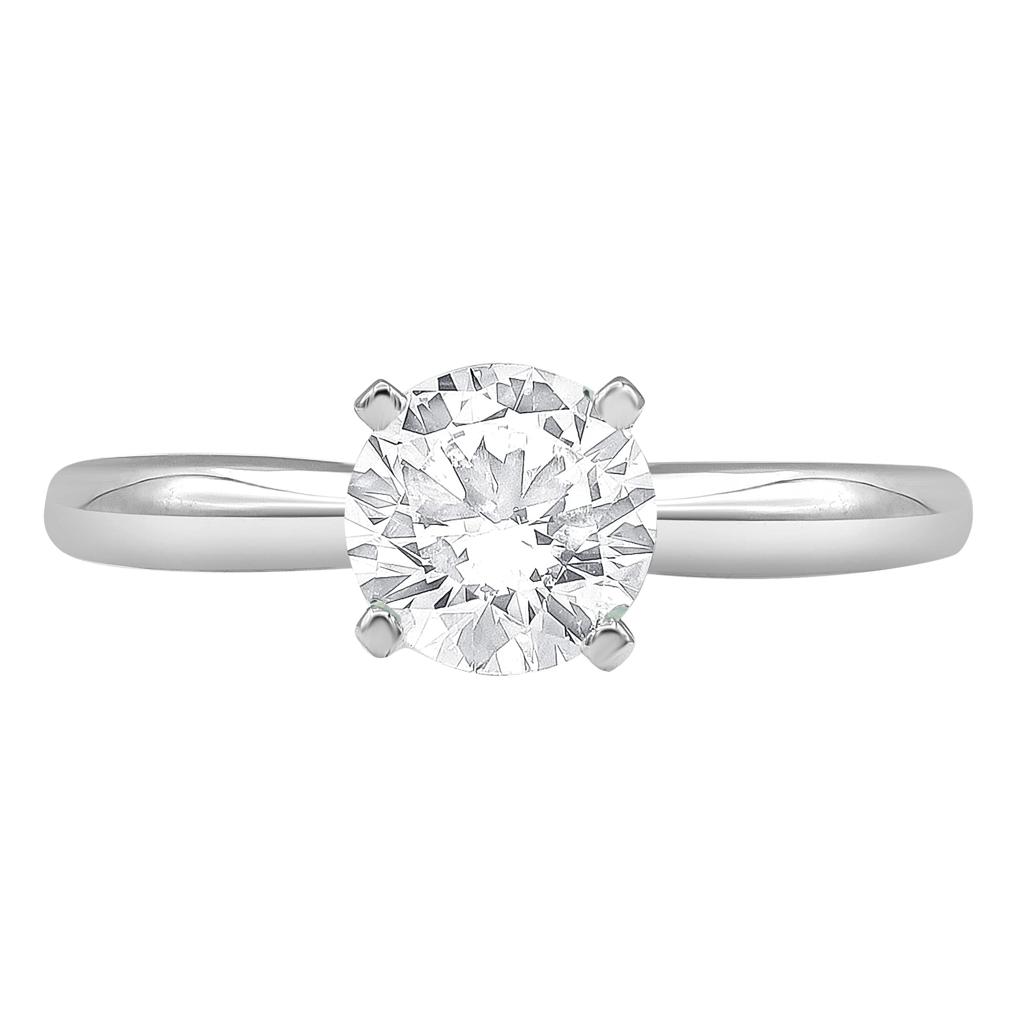 Womens | 1.75 CT Round Cut Lab Grown Diamond | Solitaire Engagement Ring | 14K White Gold | I-I1