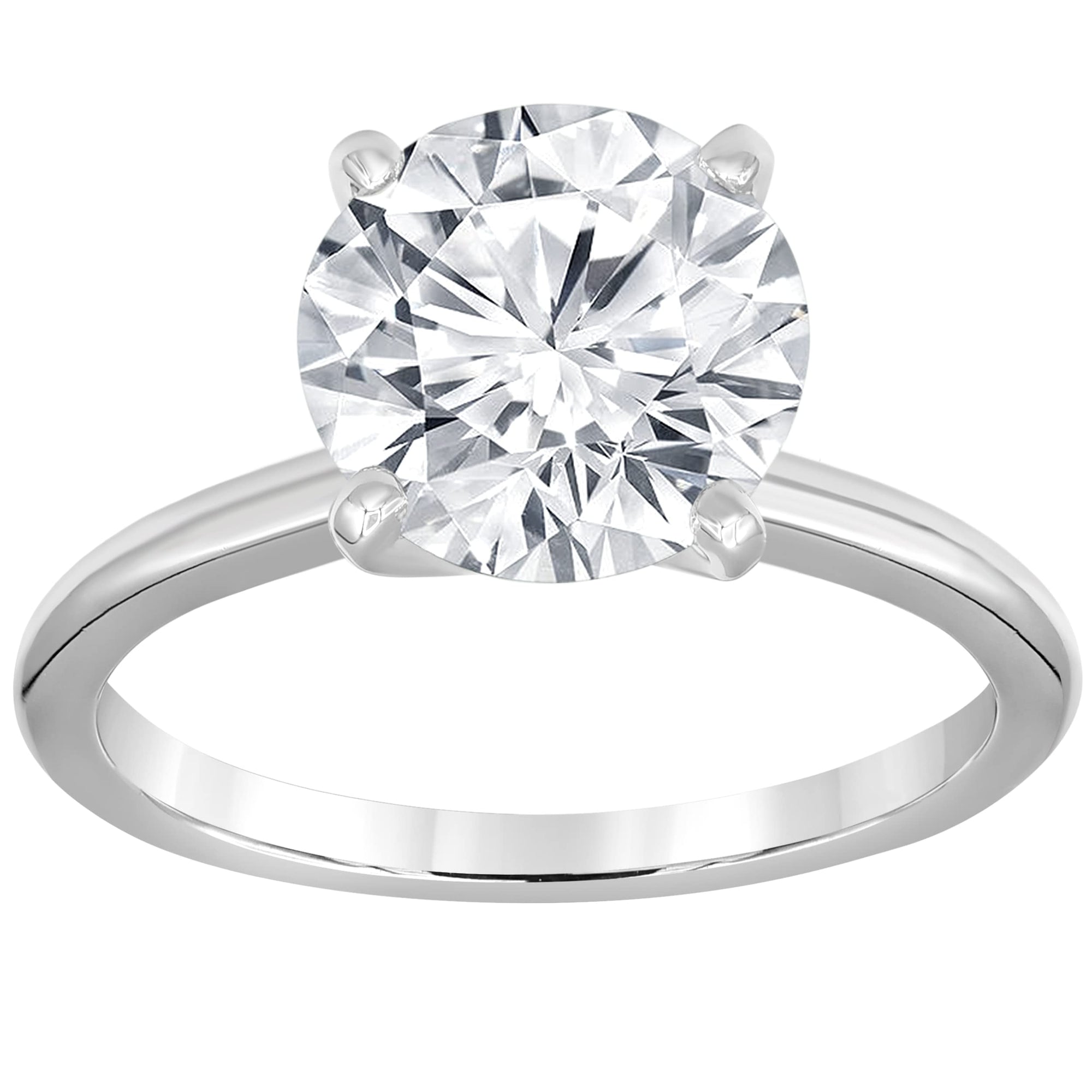 Womens | 3.00 CT Round Cut Lab Grown Diamond | Solitaire Engagement Ring | 14K White Gold | I-I1