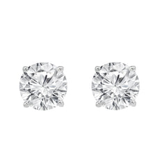 Womens | 2.00 CT Round Cut Lab Grown Diamond | Solitaire Stud | Sterling Silver | J-SI2/I1