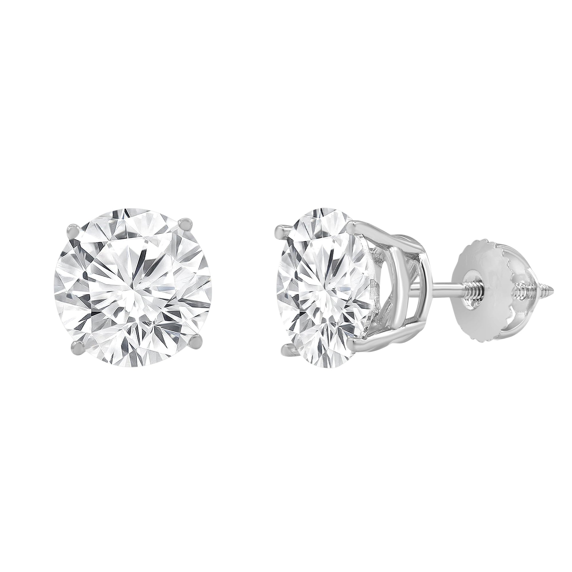 Womens | 2.50 CT Round Cut Lab Grown Diamond | Solitaire Stud | 14K White Gold | I-I1