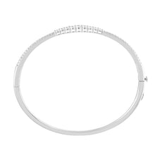 Womens | 1.00 CT Round Cut Lab Grown Accent Diamond | Bangle Bracelet - 60mm x 51mm | Sterling Silver | J-K-I1/I2