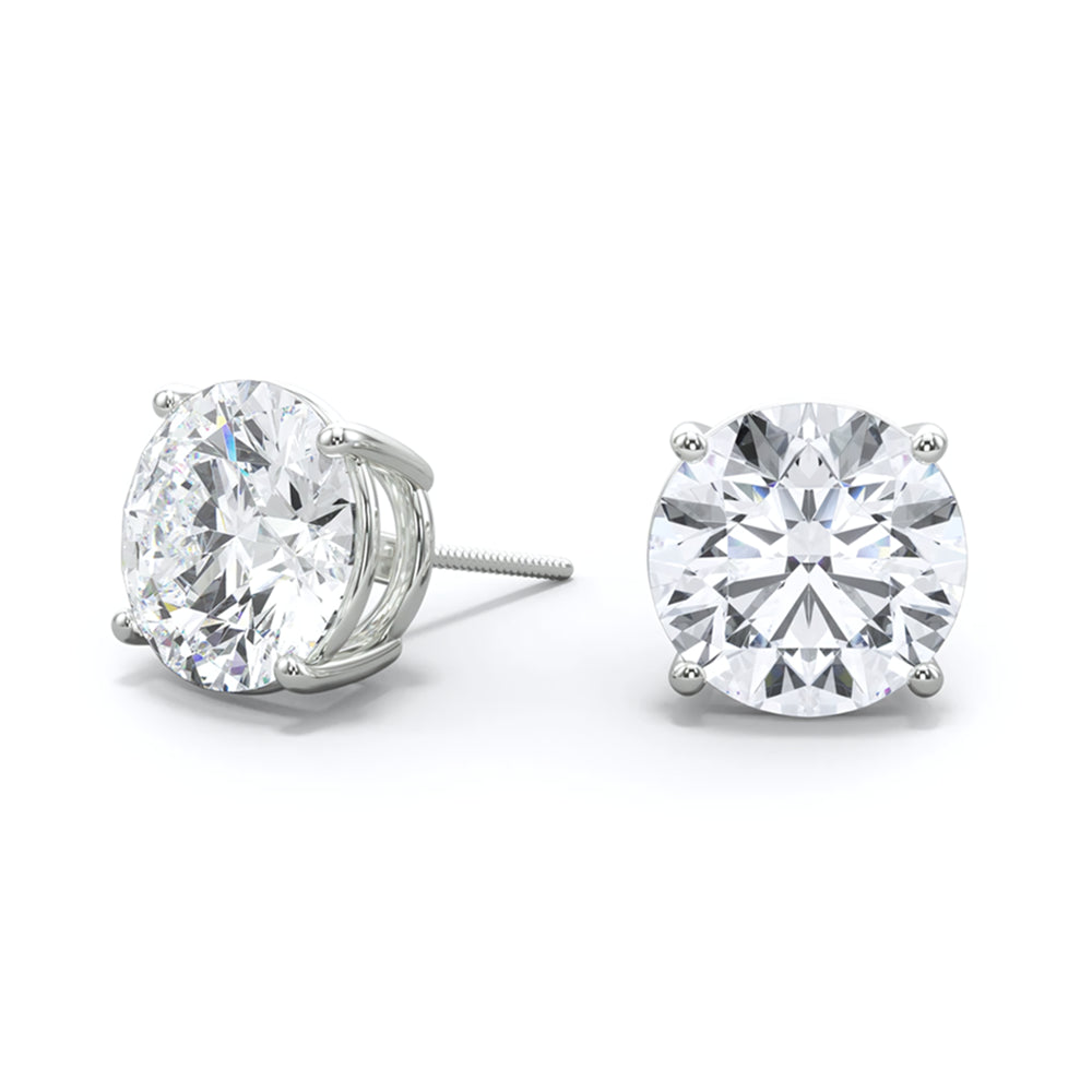 Womens | 2.00 CT Round Cut Lab Grown Diamond | Solitaire Stud | 14K White Gold | J-K-I1/I2