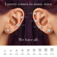 Womens | 2.00 CT  Princess Cut Lab Grown Diamond | Solitaire Stud | 14K White Gold | H-VS