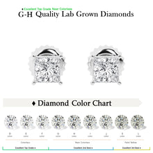Womens | 2.00 CT  Princess Cut Lab Grown Diamond | Solitaire Stud | 14K White Gold | H-VS