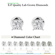 Womens | 2.00 CT  Princess Cut Lab Grown Diamond | Stud | 18K White Gold | F-VS