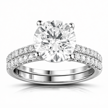 3.50 CT Round Lab-Grown Diamond | Bridal Ring Set | 14K White Gold | G Color | VS Clarity