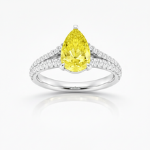 3.00 CT Yellow Pear/Round Lab-Grown Diamond | Engagement Ring | 14K White Gold