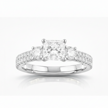 1.00 CT Princess/Round Lab-Grown Diamond | Engagement Ring | 14K White Gold | G Color | SI Clarity