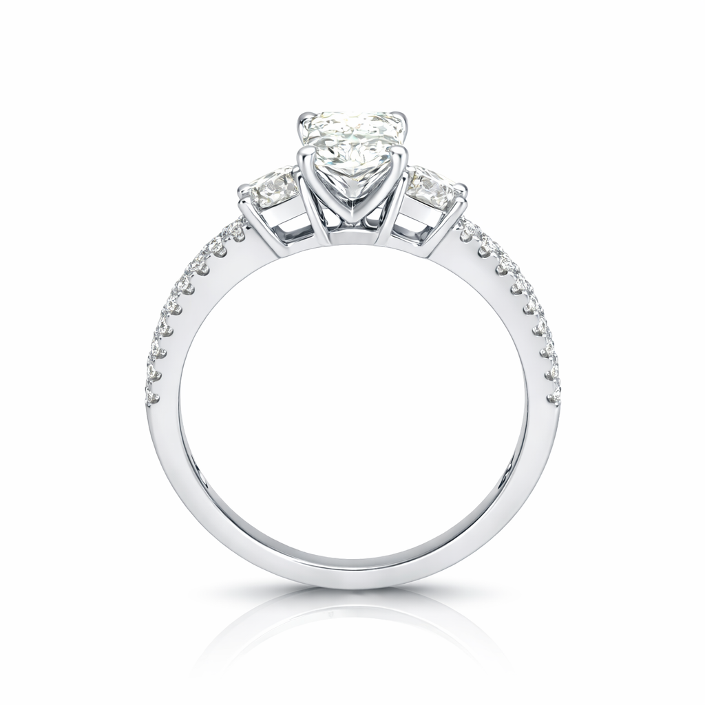 1.75 CT Princess/Round Lab-Grown Diamond | Engagement Ring | 14K White Gold | G Color | SI Clarity