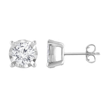 Womens | 2.00 CT Round Cut Lab Grown Diamond | Solitaire Stud | Sterling Silver | G-VS