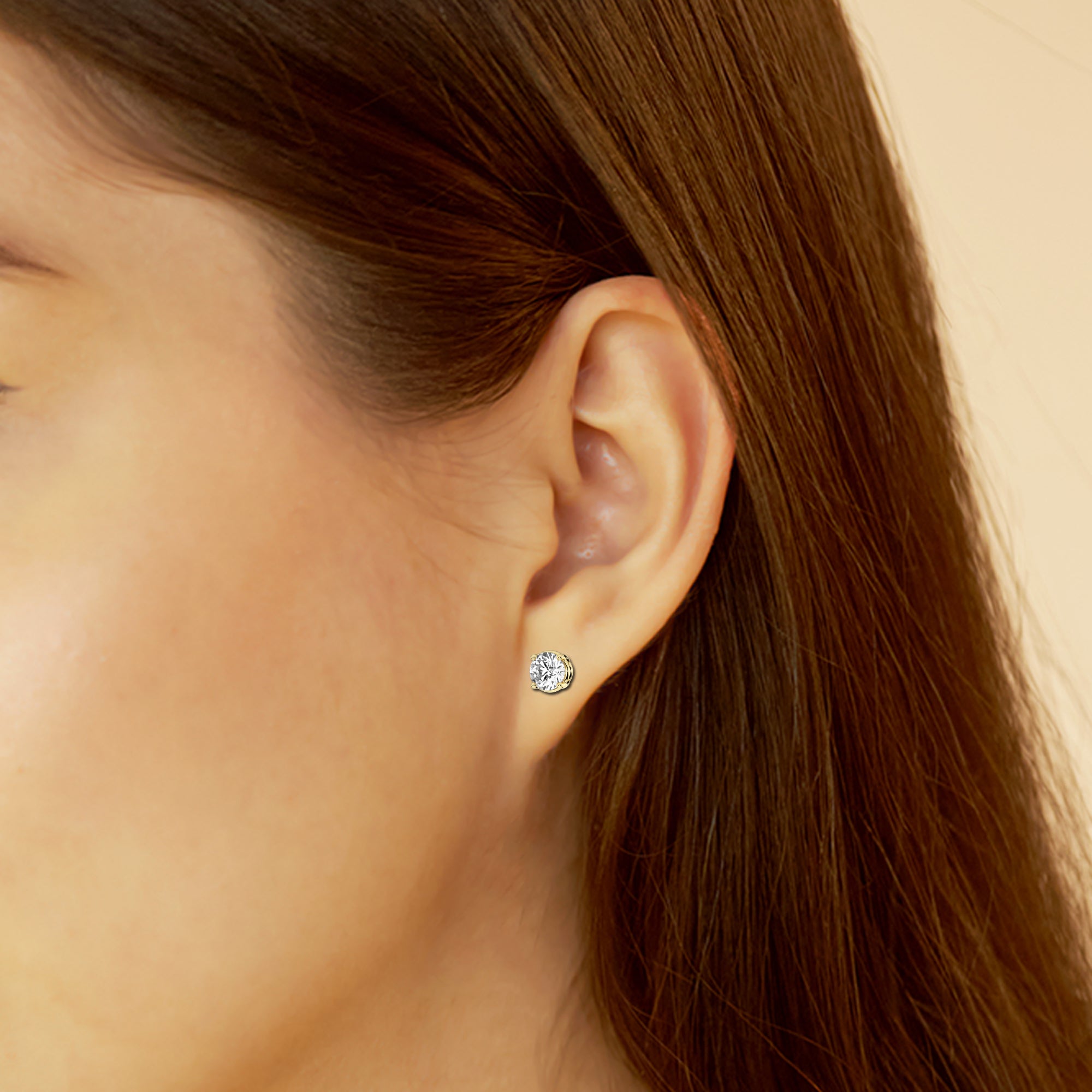1.00 CT Round Lab-Grown Diamond | Stud Earrings | 14K Yellow Gold | G Color | SI Clarity